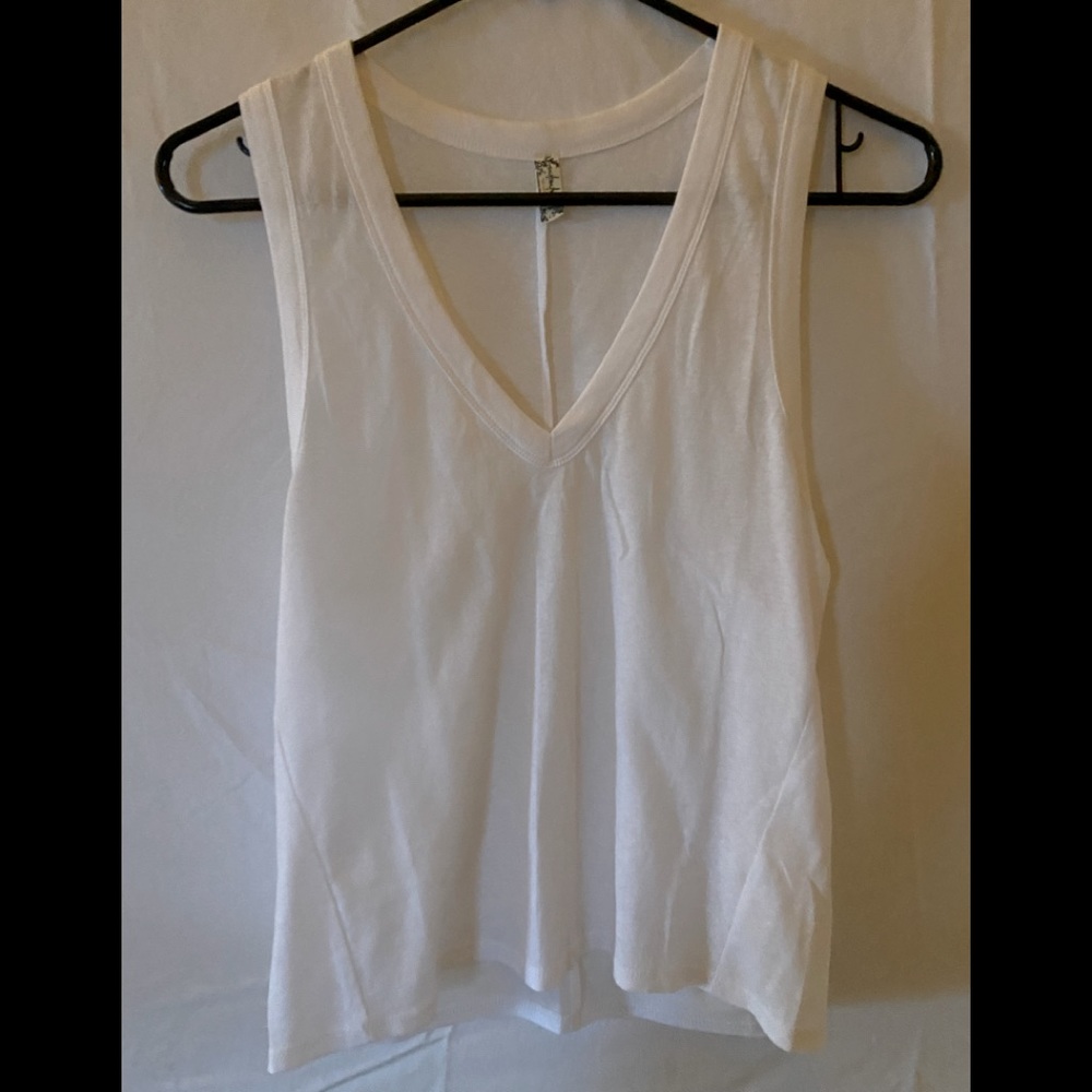 White Free People tank top with slim back.